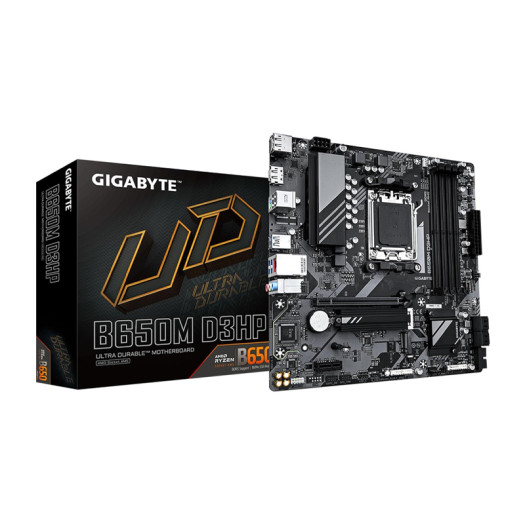 GIGABYTE B650M D3HP (AM5/ LGA 1718/ AMD/ B650/ Micro ATX/ 5-Year Warranty/ DDR5/ 2X PCIe 4.0 M.2/ PCIe 4.0/ USB 3.2 Gen2 Type-C/ 2.5GbE LAN/Motherboard)